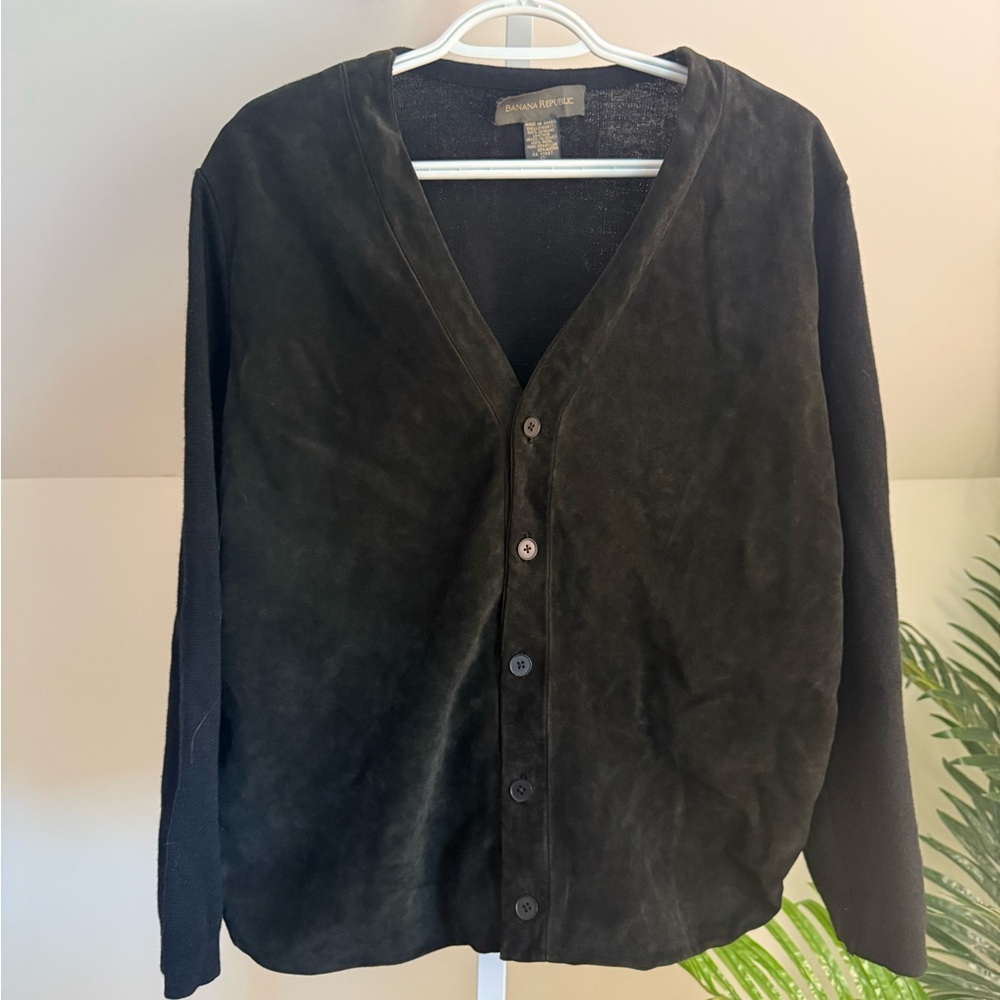 Banana Republic‎ vintage leather & wool cardigan size small